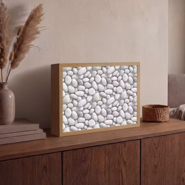 Steentjes - Grijs - Ovaal Light Box met batterij (Wandlamp) middel 907 -sfeer2