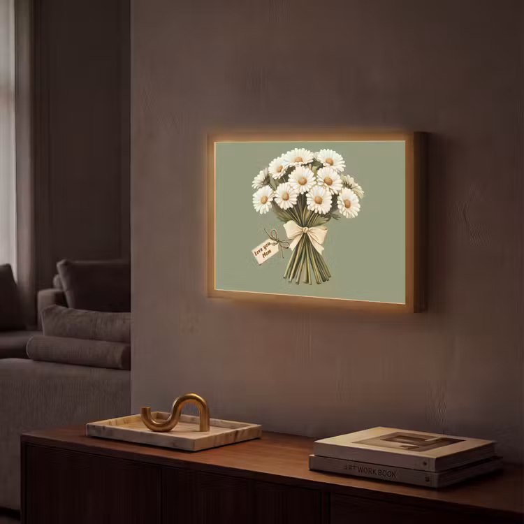 Lint - Boeket - Groen - Quote Light Box met batterij (Wandlamp) middel -sfeer1