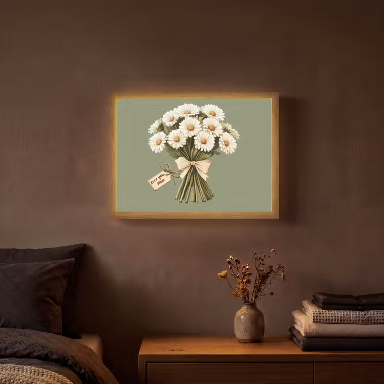 Lint - Boeket - Groen - Quote Light Box met batterij (Wandlamp) middel -sfeer4