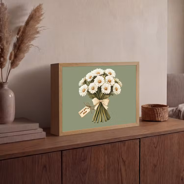 Lint - Boeket - Groen - Quote Light Box met batterij (Wandlamp) middel -sfeer2