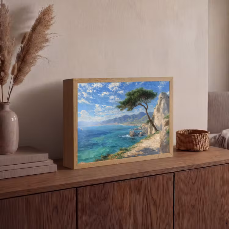 Rotsen - Kustlijn - Boom - Bergen Light Box met batterij (Wandlamp) middel -sfeer2