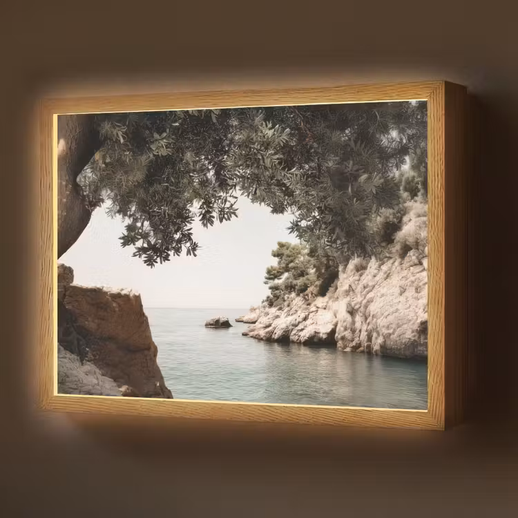Rotsen - Zee - Boom - Groen Light Box met batterij (Wandlamp) middel -z3d_website