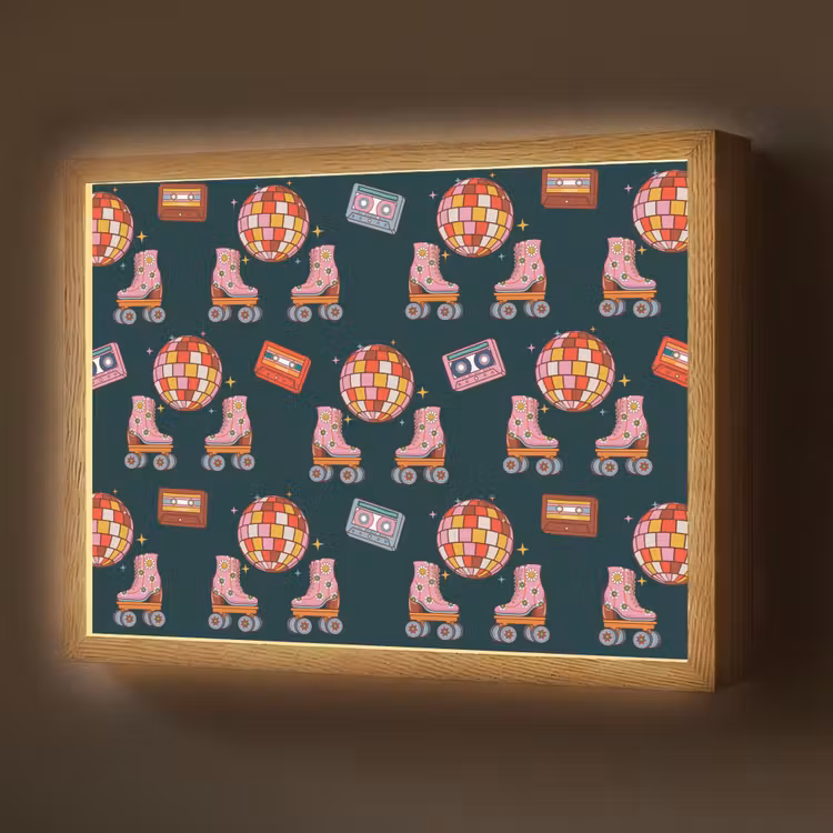 Rolschaatsen - Patroon - Disco Light Box met batterij (Wandlamp) middel 907 -z3d_website