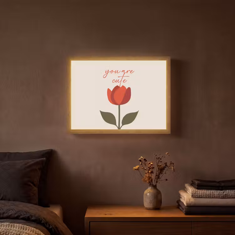 Roos - Rood - Bloem - Valentijn Light Box met batterij (Wandlamp) middel -sfeer4