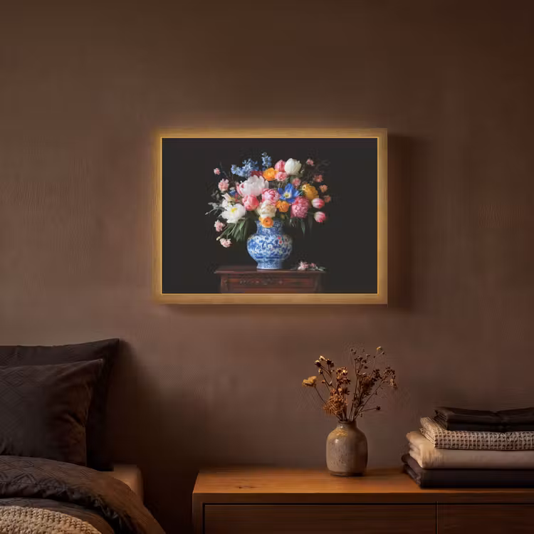 Rozen - Bloemen - Vaas - Boeket Light Box met batterij (Wandlamp) middel -sfeer4