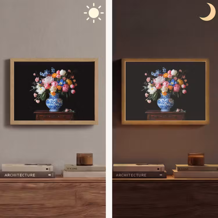 Rozen - Bloemen - Vaas - Boeket Light Box met batterij (Wandlamp) middel -sfeer3
