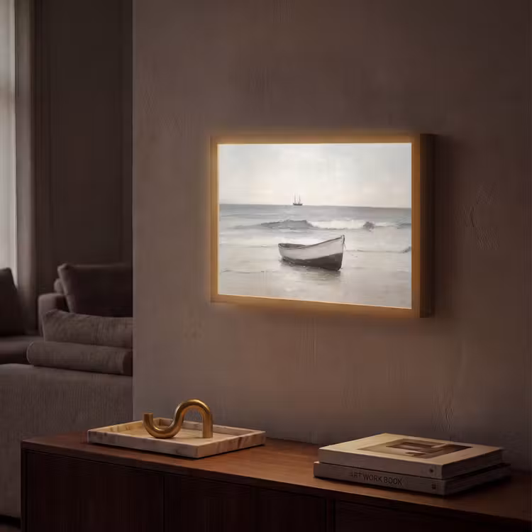 Roeiboot - Zee - Horizon Light Box met batterij (Wandlamp) middel -sfeer1