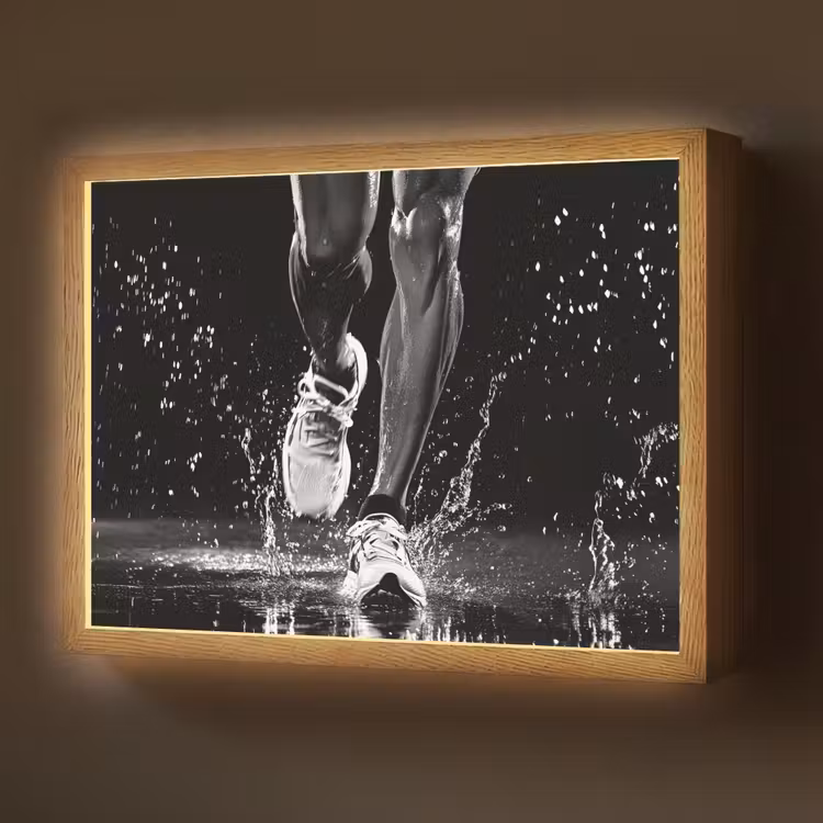 Hardloopschoenen - Rennen - Druppels - Zwart Light Box met batterij (Wandlamp) middel -z3d_website