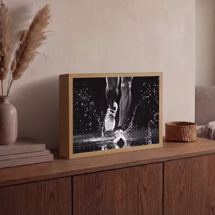Hardloopschoenen - Rennen - Druppels - Zwart Light Box met batterij (Wandlamp) middel -sfeer2
