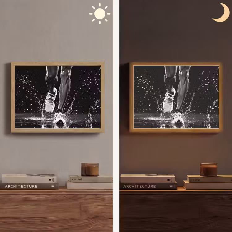 Hardloopschoenen - Rennen - Druppels - Zwart Light Box met batterij (Wandlamp) middel -sfeer3