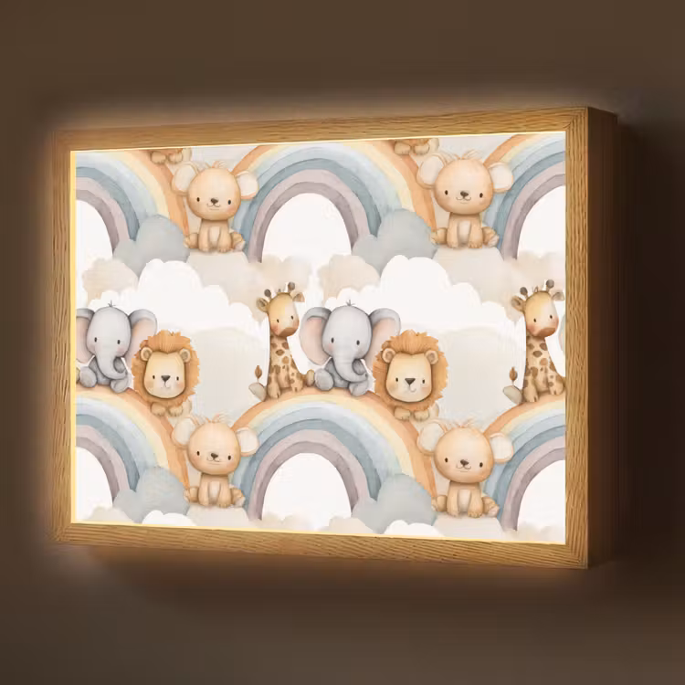 Safari - Regenboog - Kleurrijk Light Box met batterij (Wandlamp) middel 907 -z3d_website