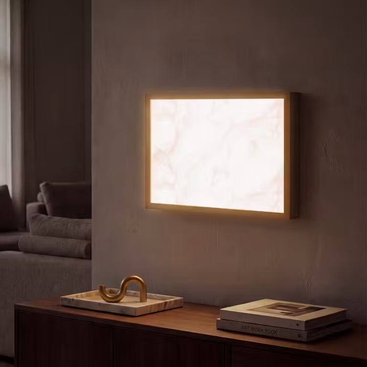 Zalmroze - Marmer - Aders Light Box met batterij (Wandlamp) middel 907 -sfeer1