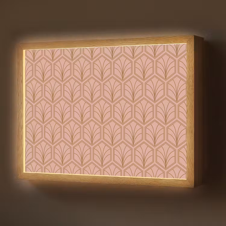 Zalmroze - Patroon - Geometrisch Light Box met batterij (Wandlamp) middel 907 -z3d_website