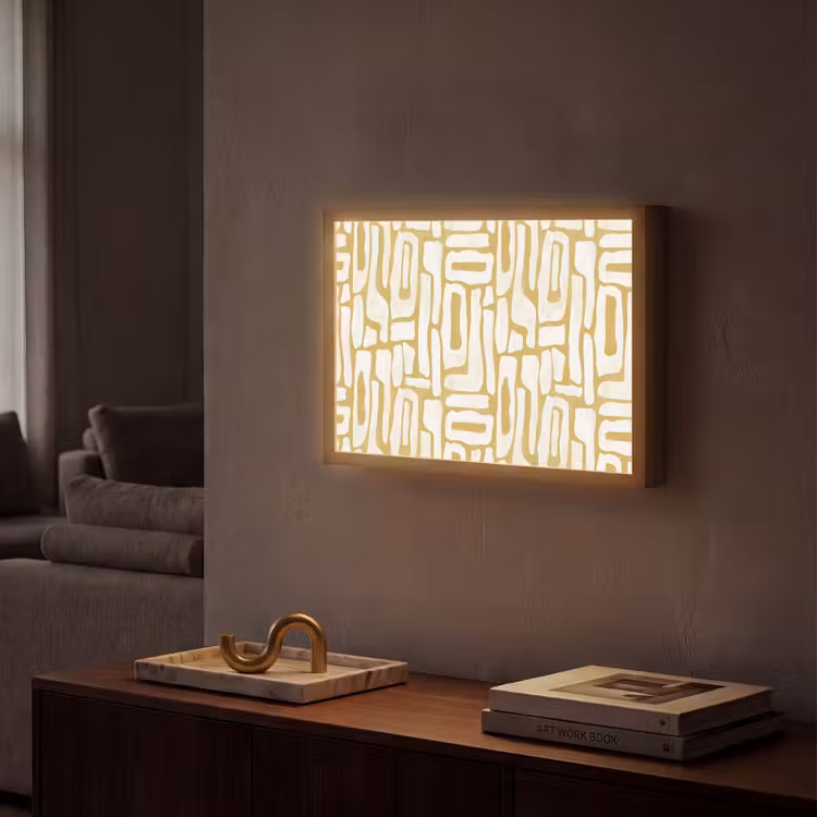 Zandkleur - Wit - Patroon Light Box met batterij (Wandlamp) middel 907 -sfeer1