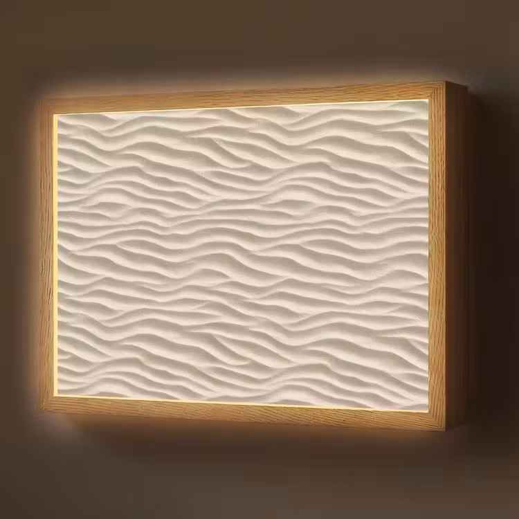 Zand - Golven - Beige Light Box met batterij (Wandlamp) middel 907 -z3d_website