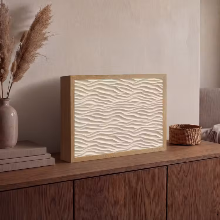 Zand - Golven - Beige Light Box met batterij (Wandlamp) middel 907 -sfeer2