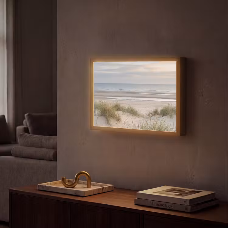 Zandstrand - Bewolkt - Duinen Light Box met batterij (Wandlamp) middel -sfeer1