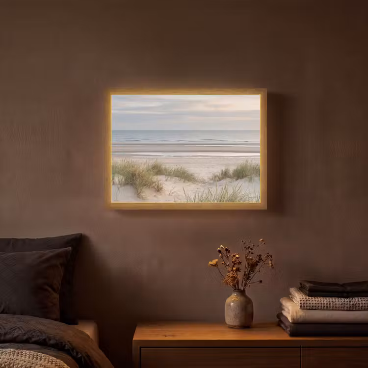 Zandstrand - Bewolkt - Duinen Light Box met batterij (Wandlamp) middel -sfeer4