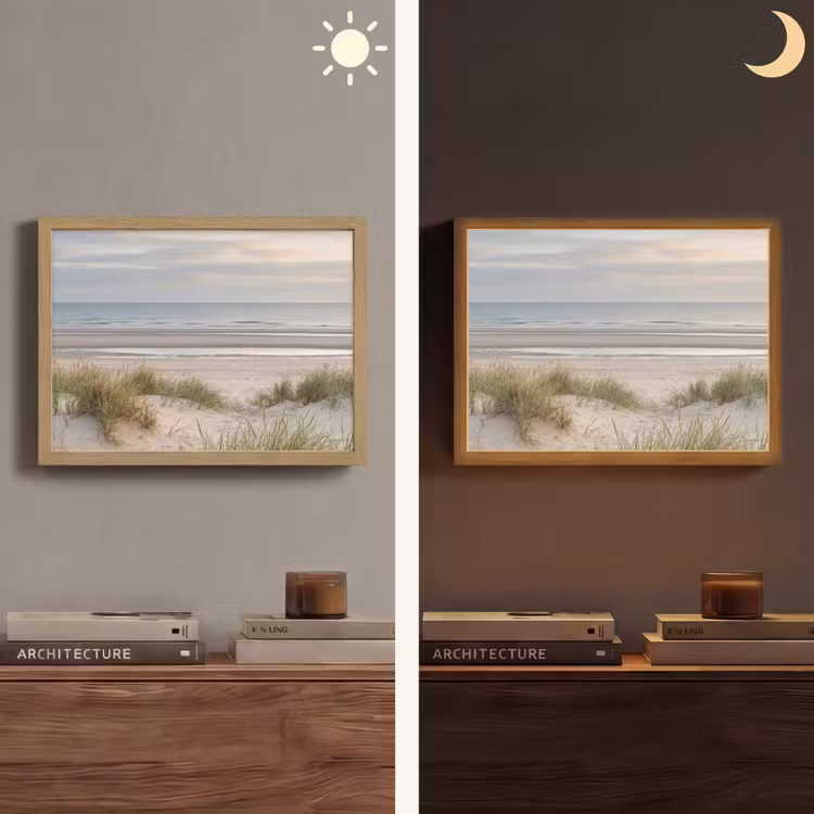 Zandstrand - Bewolkt - Duinen Light Box met batterij (Wandlamp) middel -sfeer3