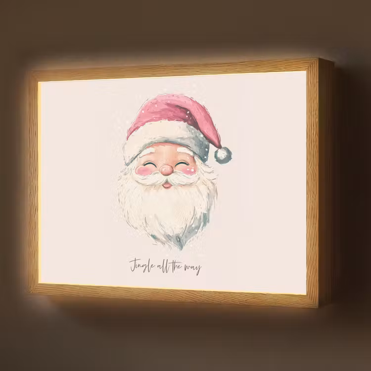 Kerstman - Kerst - Quote - Beige Light Box met batterij (Wandlamp) middel -z3d_website
