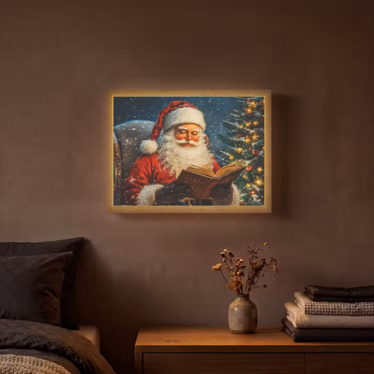 Kerstman - Kerst - Winter - Kerstboom Light Box met batterij (Wandlamp) middel -sfeer4