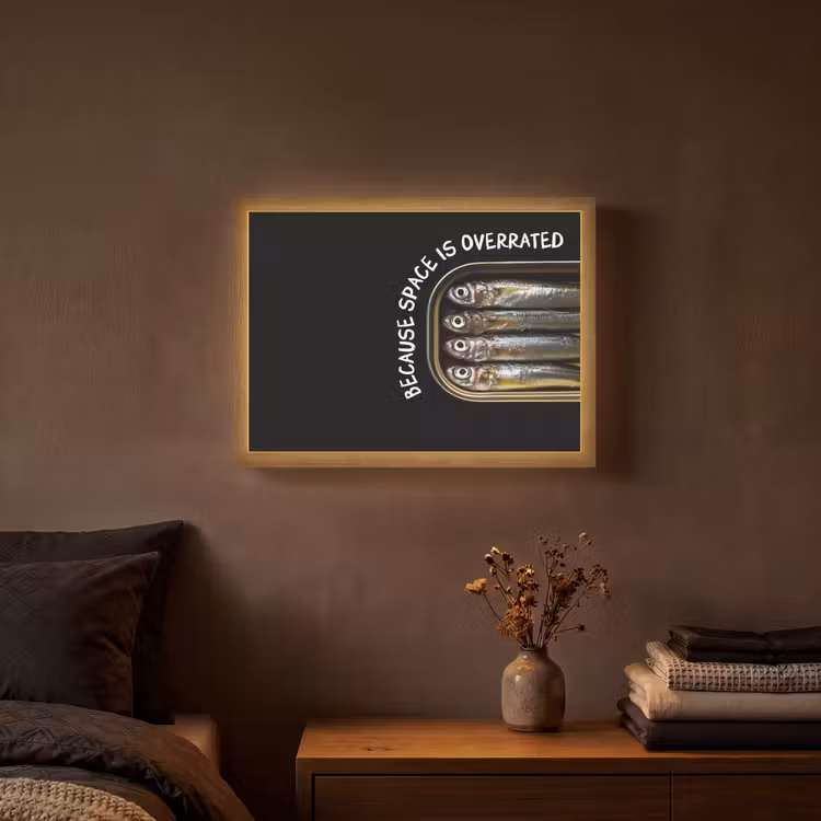 Sardines - Tekst - Vis - Blik Light Box met batterij (Wandlamp) middel -sfeer4