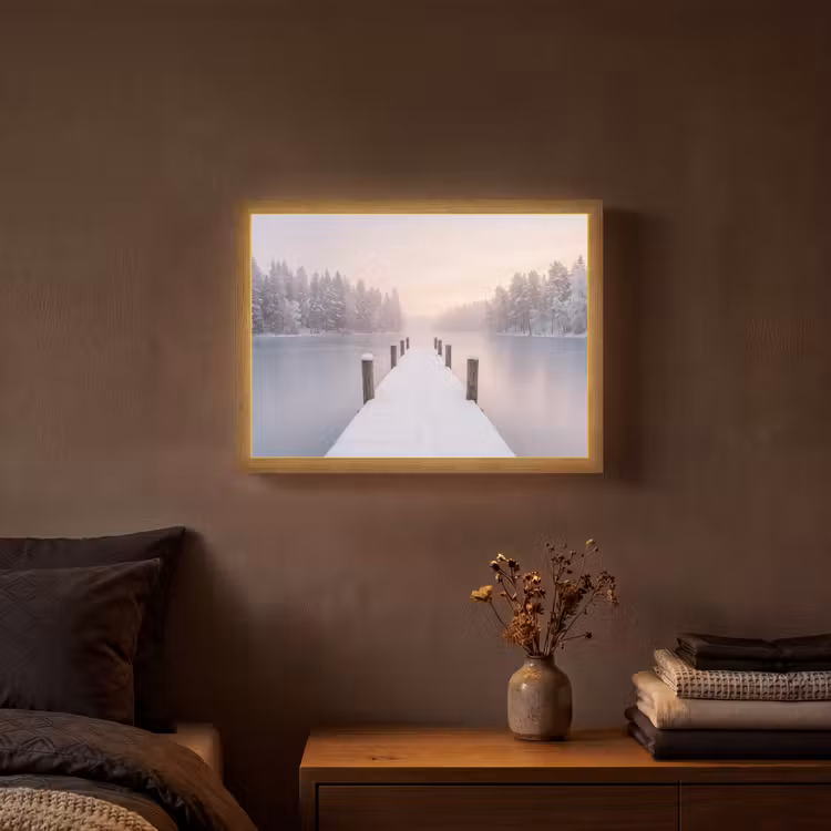 Steiger - Meer - Mist - Winter - Serene Light Box met batterij (Wandlamp) middel -sfeer4