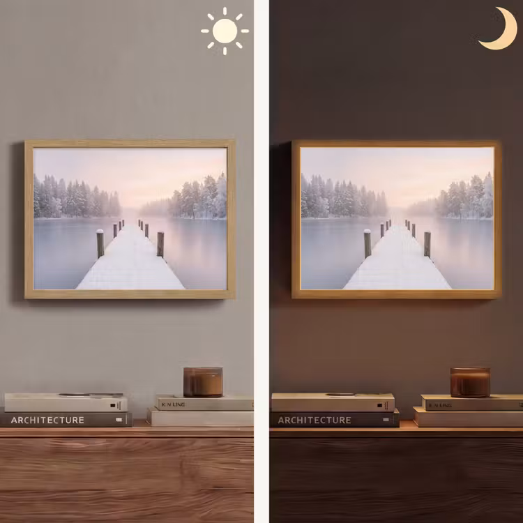 Steiger - Meer - Mist - Winter - Serene Light Box met batterij (Wandlamp) middel -sfeer3