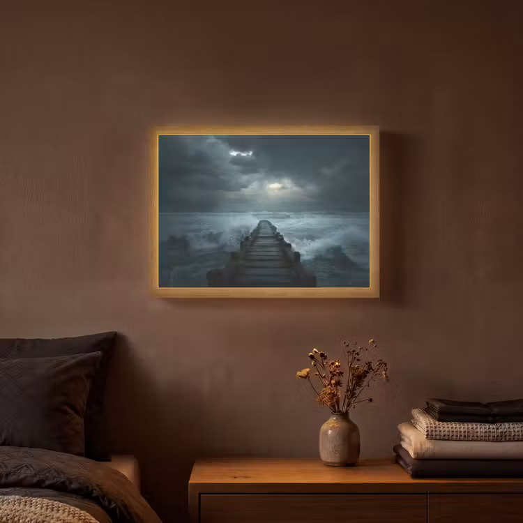 Steiger - Storm - Golven Light Box met batterij (Wandlamp) middel -sfeer4