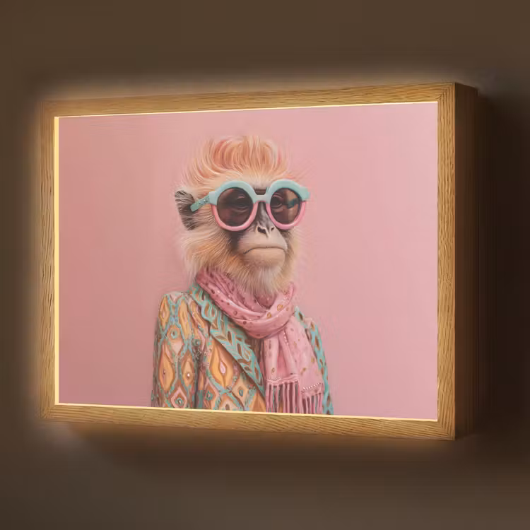 Sjaal - Aap - Zonnebril - Jasje Light Box met batterij (Wandlamp) middel -z3d_website