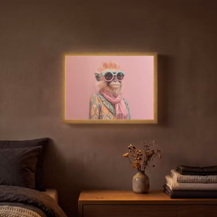 Sjaal - Aap - Zonnebril - Jasje Light Box met batterij (Wandlamp) middel -sfeer4