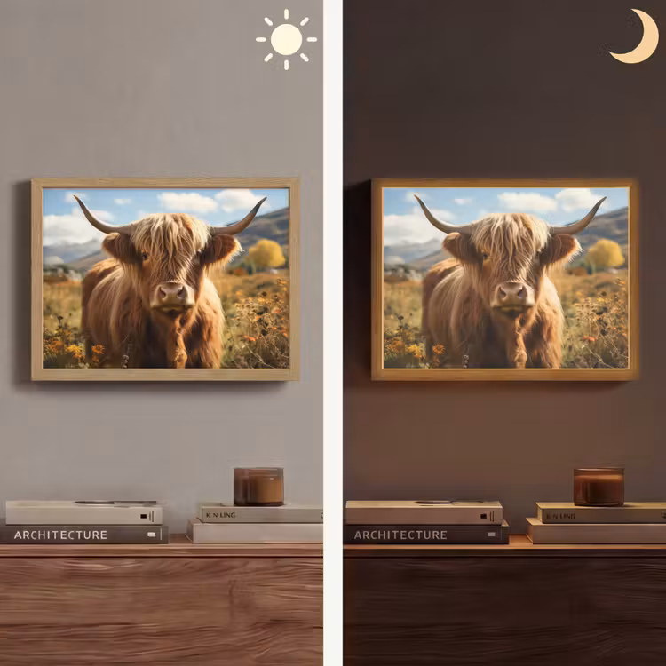 Schotse hooglander - Dieren portret - Natuur - Dier Light Box met batterij (Wandlamp) middel -sfeer3