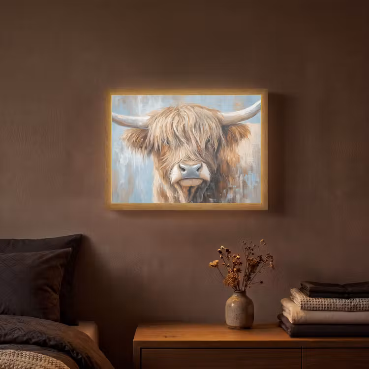 Schotse hooglander - Dieren - Koe - Street art Light Box met batterij (Wandlamp) middel -sfeer4