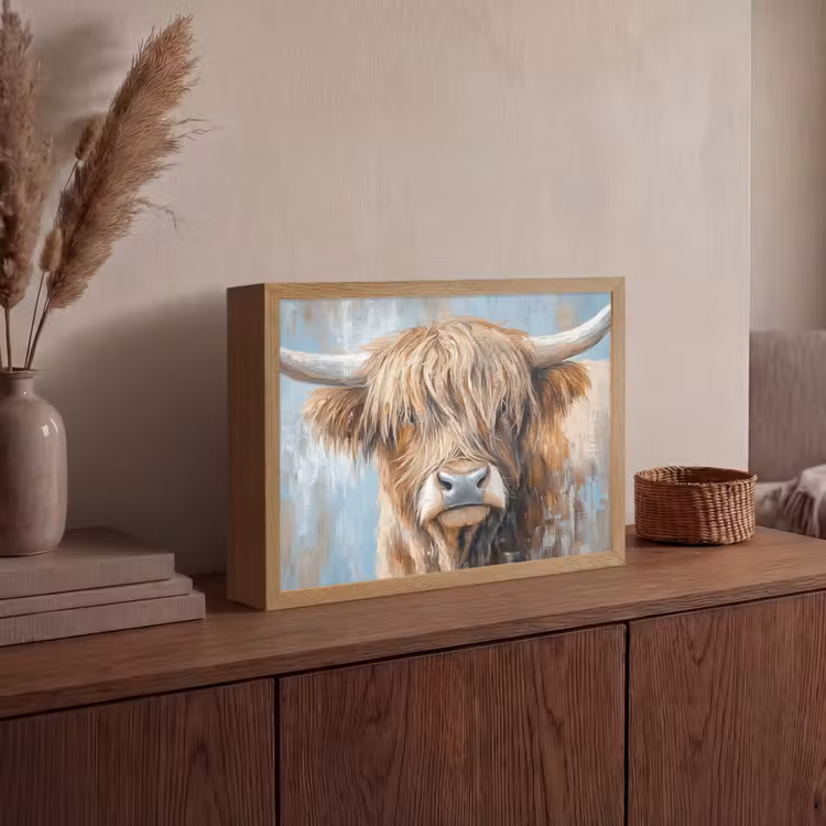 Schotse hooglander - Dieren - Koe - Street art Light Box met batterij (Wandlamp) middel -sfeer2