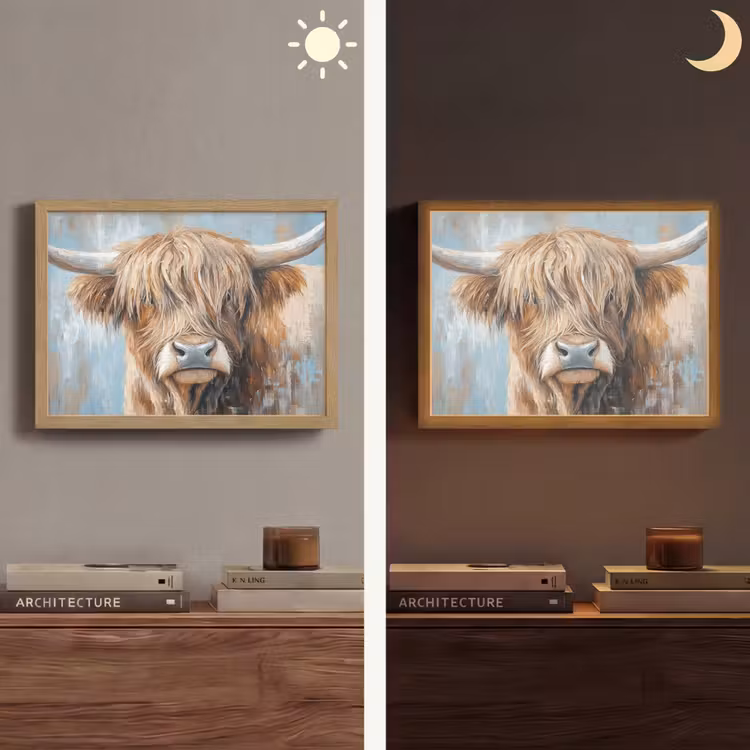 Schotse hooglander - Dieren - Koe - Street art Light Box met batterij (Wandlamp) middel -sfeer3