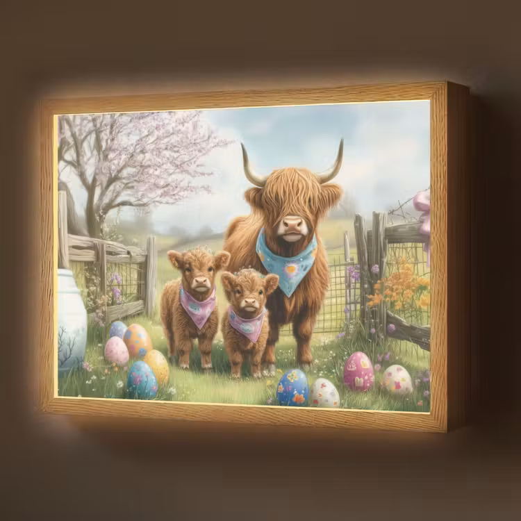 Schotsehooglanders - Paaseieren - Lente Light Box met batterij (Wandlamp) middel -z3d_website