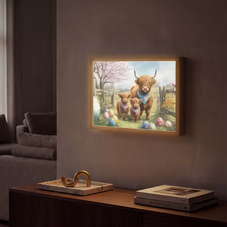 Schotsehooglanders - Paaseieren - Lente Light Box met batterij (Wandlamp) middel -sfeer1