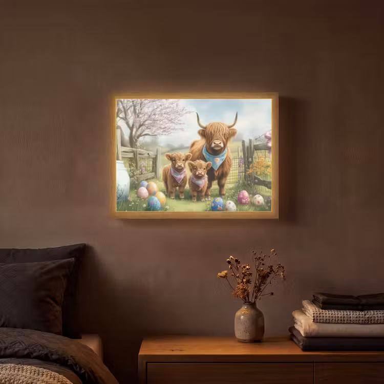 Schotsehooglanders - Paaseieren - Lente Light Box met batterij (Wandlamp) middel -sfeer4