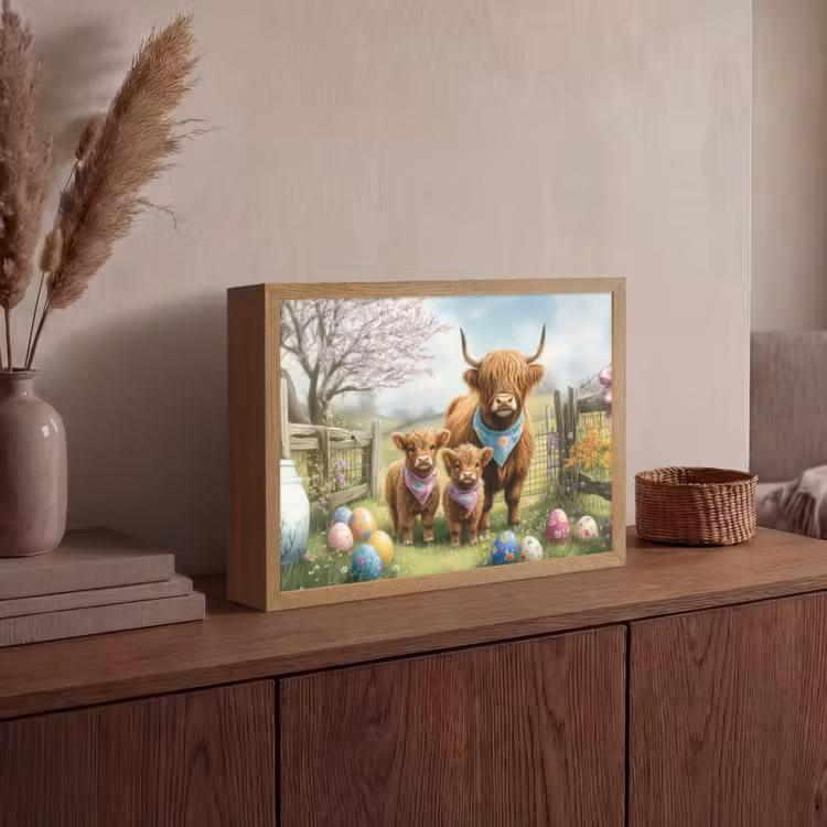 Schotsehooglanders - Paaseieren - Lente Light Box met batterij (Wandlamp) middel -sfeer2