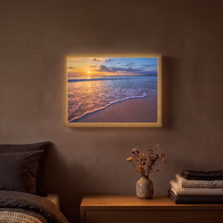 Zee - Strand - Zonsondergang - Wolken - Horizon Light Box met batterij (Wandlamp) middel -sfeer4
