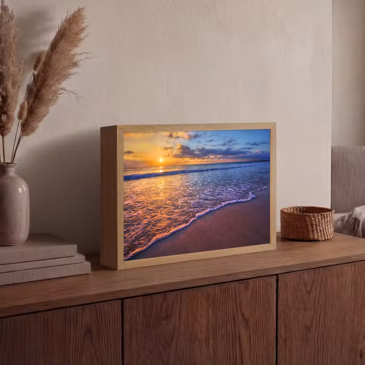 Zee - Strand - Zonsondergang - Wolken - Horizon Light Box met batterij (Wandlamp) middel -sfeer2