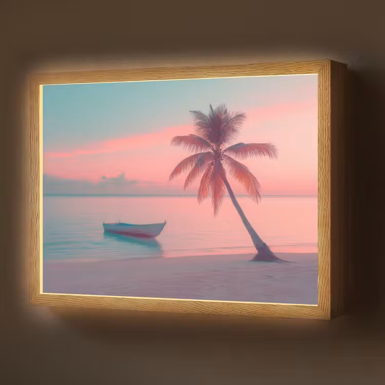 Zee - Boot - Zonsondergang Light Box met batterij (Wandlamp) middel -z3d_website