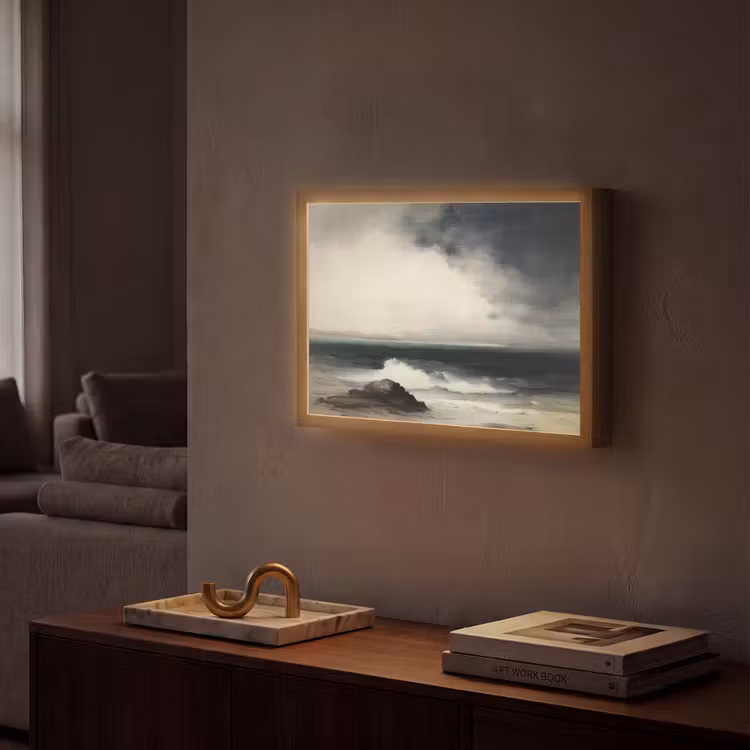 Zee - Rotsen - Storm Light Box met batterij (Wandlamp) middel -sfeer1