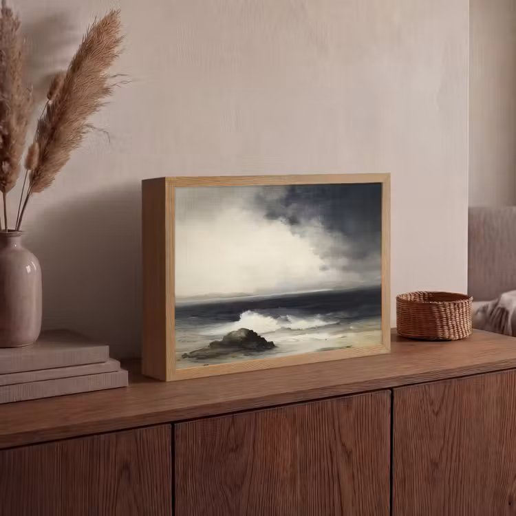 Zee - Rotsen - Storm Light Box met batterij (Wandlamp) middel -sfeer2