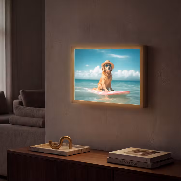Zeewater - Hond - Golden retriever - Zonnebril Light Box met batterij (Wandlamp) middel -sfeer1