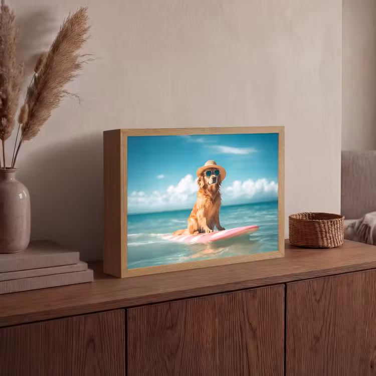 Zeewater - Hond - Golden retriever - Zonnebril Light Box met batterij (Wandlamp) middel -sfeer2