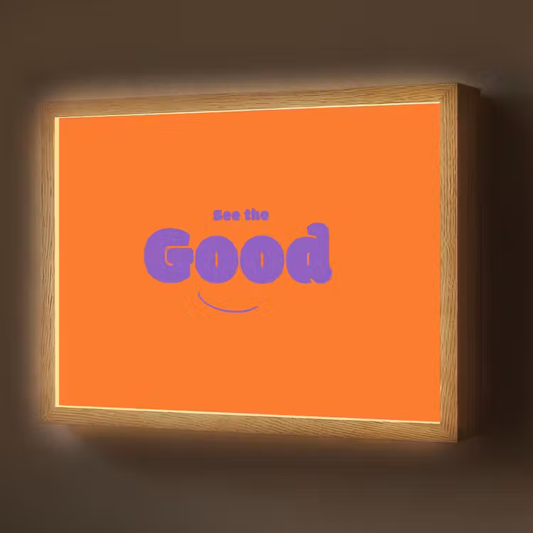 See the good - Paars - Oranje - Smiley Light Box met batterij (Wandlamp) middel -z3d_website