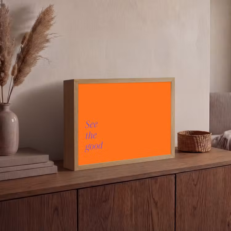 See te good - Paars - Oranje Light Box met batterij (Wandlamp) middel -sfeer2