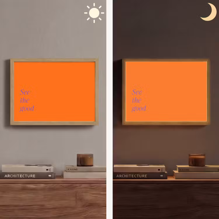 See te good - Paars - Oranje Light Box met batterij (Wandlamp) middel -sfeer3