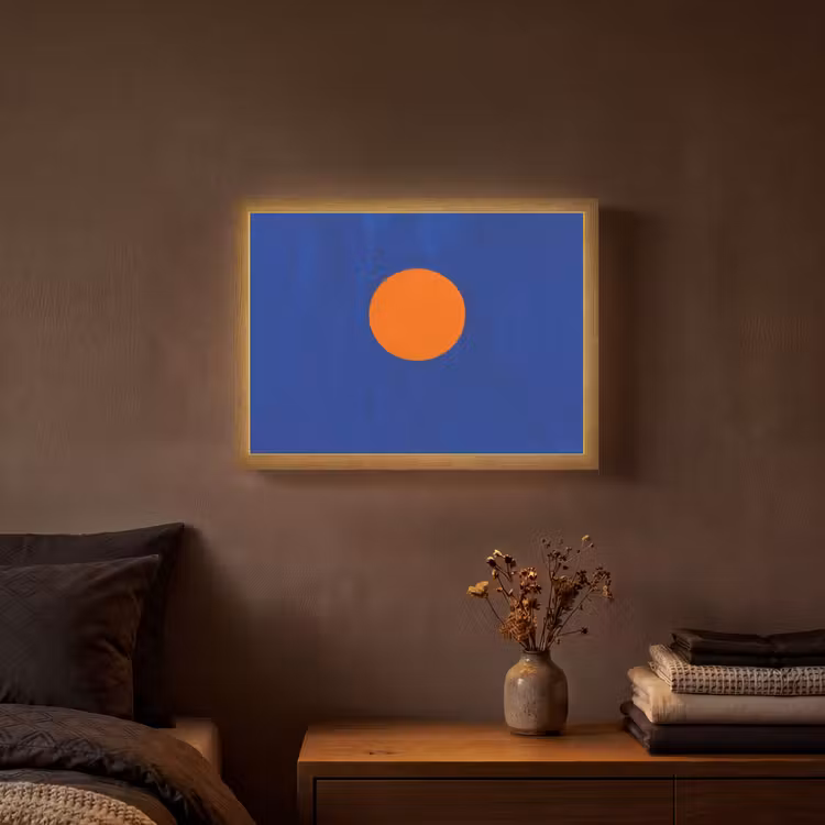Vorm - Rond - Minimalistisch - Blauw Light Box met batterij (Wandlamp) middel -sfeer4